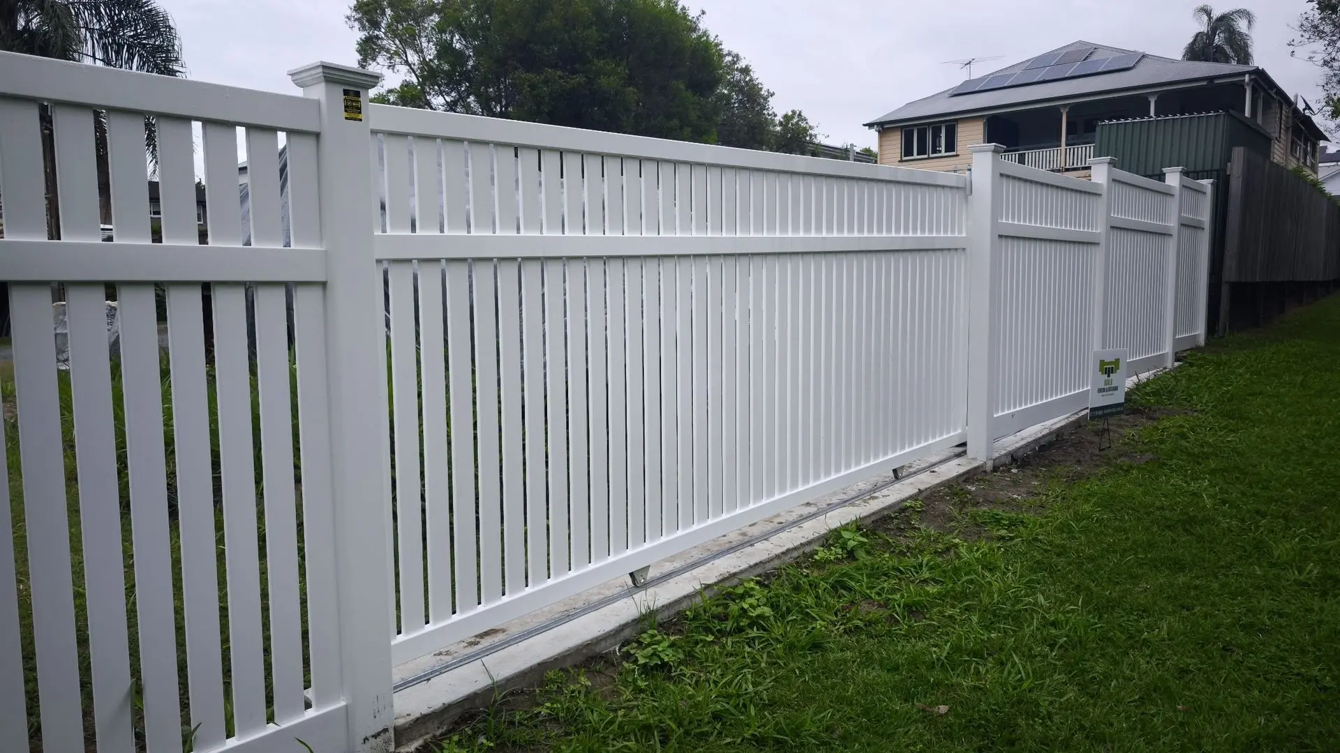 Semi Privacy PVC Sliding Gate with Aluminium Frame